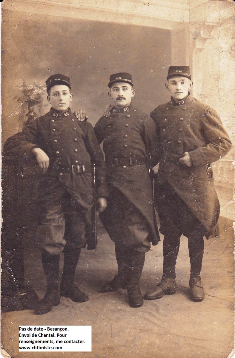 Le_Chtimiste's tweet photo. 3 soldats inconnus du 60e régiment d'infanterie (initialement placé au 60eRIT)- les nombres du dos de la photo sont-ils un code ?
Merci à Chantal  #Chtimiste #Infanterie19141918 #60eRI https://t.co/lDgxSxaq90