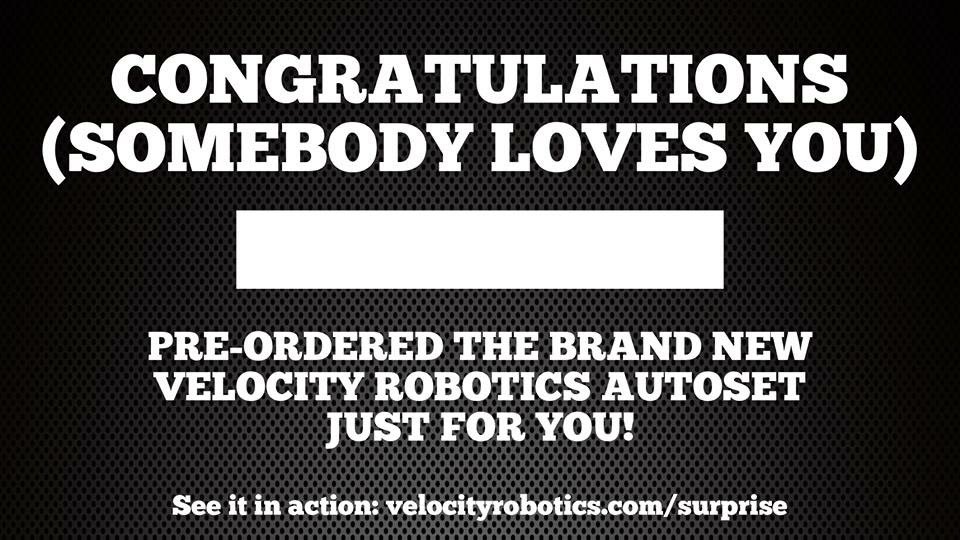 Happy #cybermonday! Get $100 off Autoset and free shipping. Get a gift card to give to your loved ones! 
velocityrobotics.com/special
#woodworking #shopping #holidays #gifts #carpenter #contractor #remodeler #houseremodel