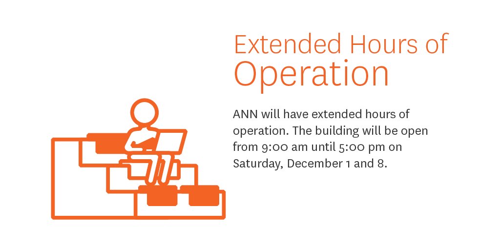 ASCJTechOps's tweet image. ANN will have extended hours of operation on Sat. December 1 and 8 #ascj