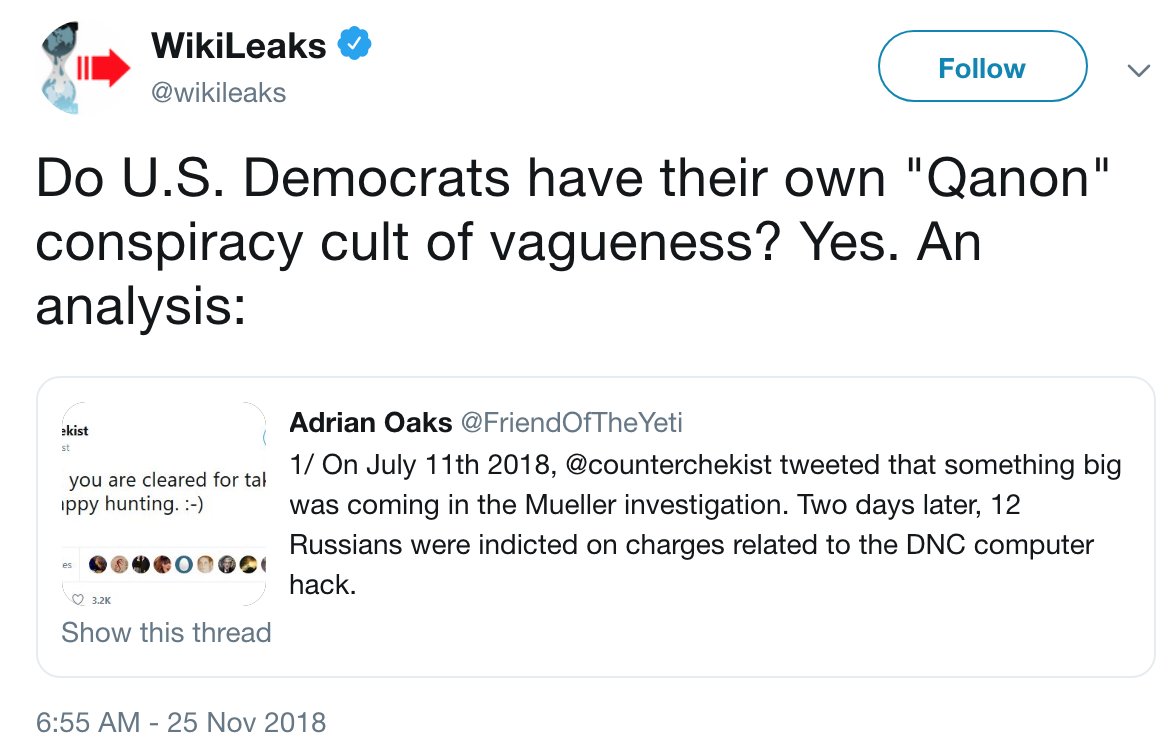 conspirator0's tweet photo. @wikileaks What does this have to do with "Democrats"?  The tweets shown in that thread are from someone who identifies as a registered Republican. So much for @wikileaks' much-vaunted 100% accuracy rate.  #StuckInAnEmbassy https://t.co/yQMI3M13G5