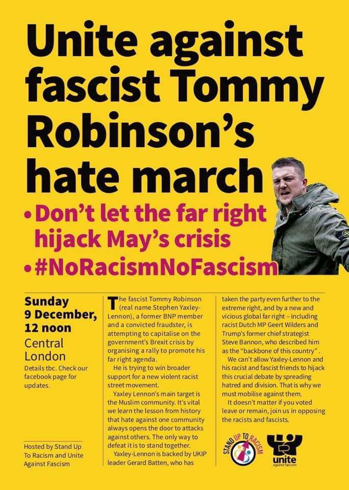 It doesn't matter if you voted leave or remain - join us in opposing the racists &amp; fascists on December 9th. Coaches going from Sheffield &amp; Chesterfield - click link for more details facebook.com/events/1017794…