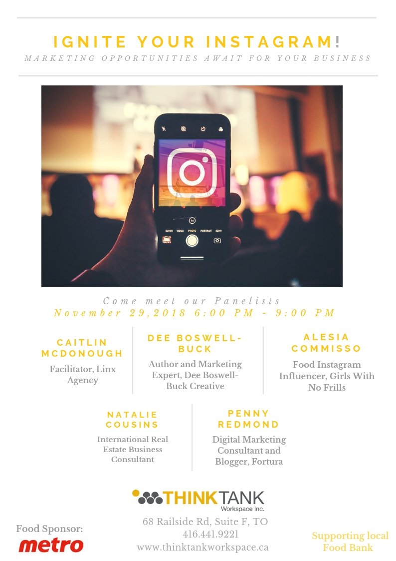 Join us November 29 for an evening of great food, informative social media marketing information and inspirational networking. Get your ticket today!
igniteyourinstagram.eventbrite.com #inspiration #networking #socialmediamarketing