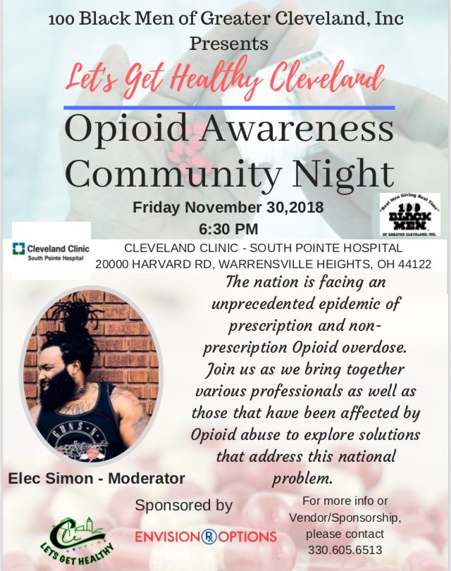 whcs_tigers's tweet image. Join our partners 100 Black Men of Greater Cleveland, Inc and @ClevelandClinic for a community evening this Friday, November 30th around the Opioid Crisis our Nation is facing.  #LetsGetHealthy
