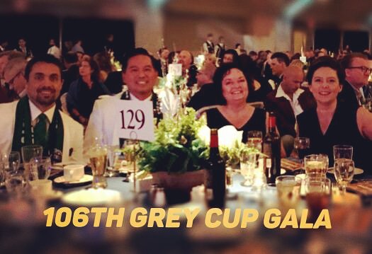 LKeindel's tweet photo. @DuchessLombardi @EskEmpirePod @blbyoung and Laurei Keindel enjoyed every aspect of the #GreyCup Dinner Gala. #CFLFamily #cgblog #RiderTable #DevonAB #DiscoveryPlaceHairSalon #WakawSask https://t.co/Ej0yeSsusZ