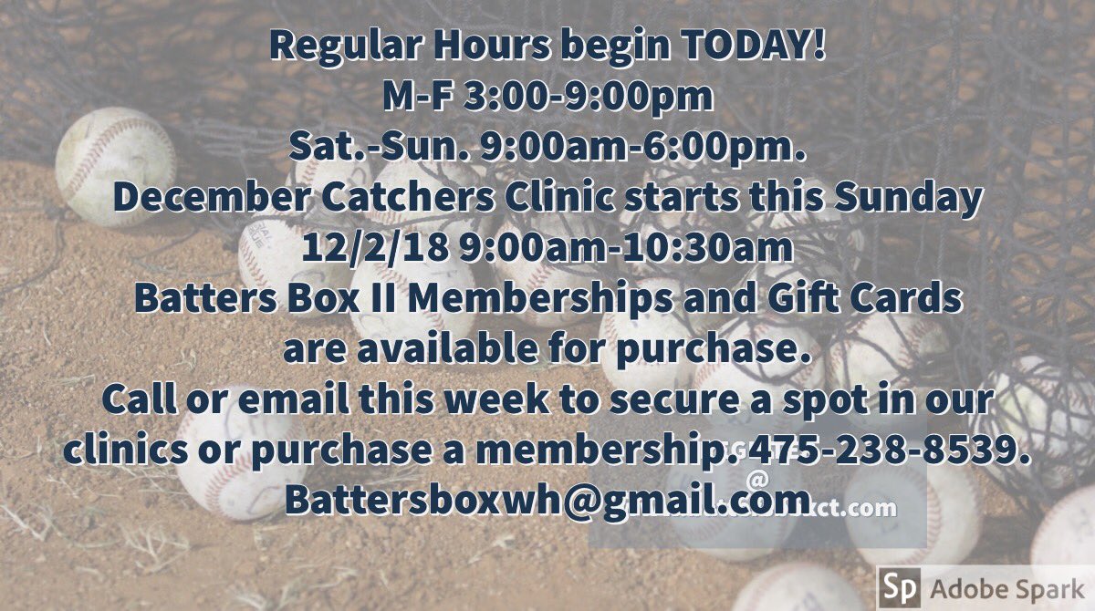 BattersBoxII1's tweet photo. Opening day at Batter’s Box II. We will be open from 3pm-9pm today! Call tel:4752388539 to reserve your cage rental! ———————————————————————-
#westhavenlittleleague #fundamental #westhavenct #indoorbaseballct #ctbaseball #ctsoftball #cagerentals #baseballisfun #havefun #cagesct https://t.co/pyypSzNjQc