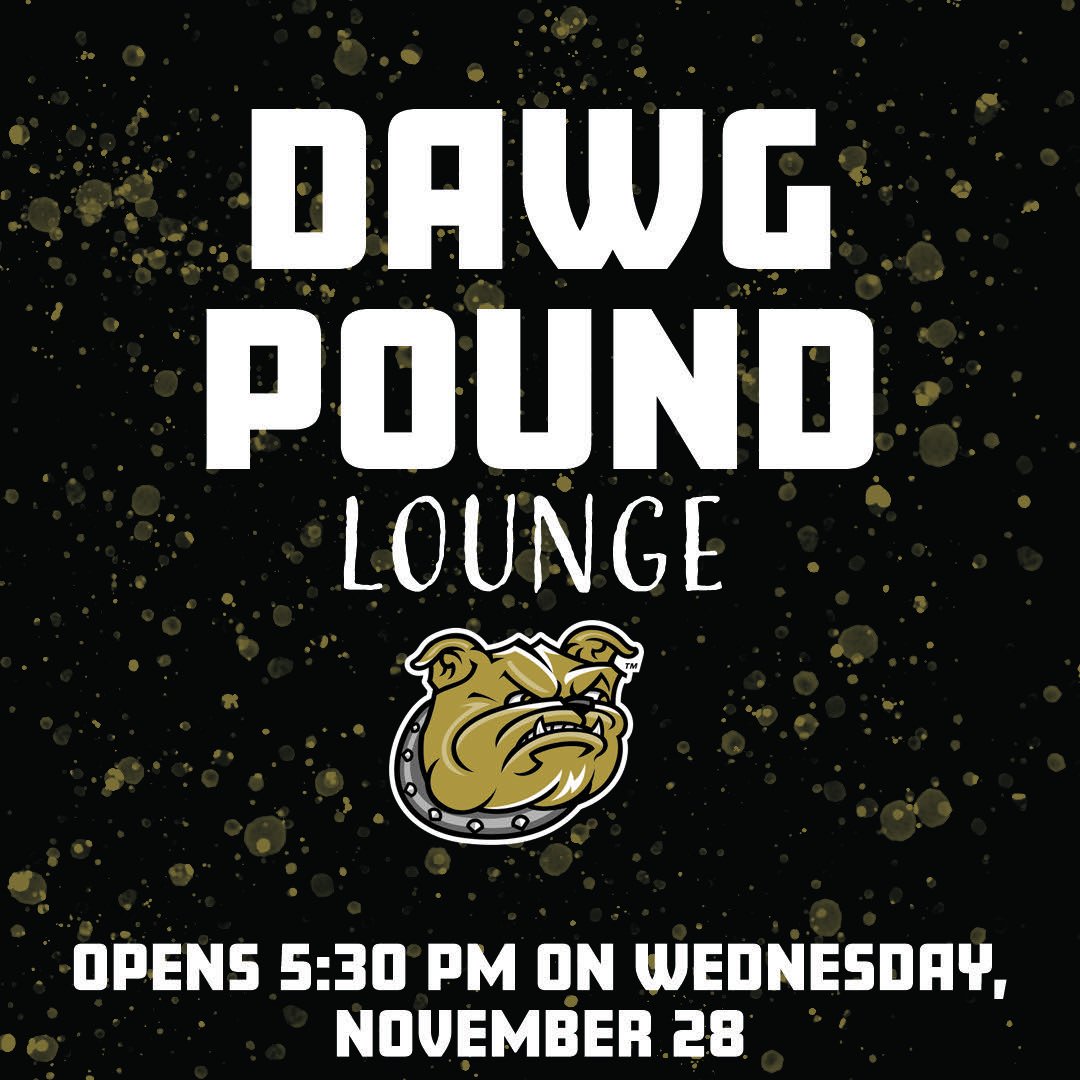 Dawgs! Come to the Dawg Pound Lounge before <a href="/BryantHoops/">Bryant Men's Basketball</a> Home Game this Wednesday in Chace Athletic Center! 🏀 #GoDawgs