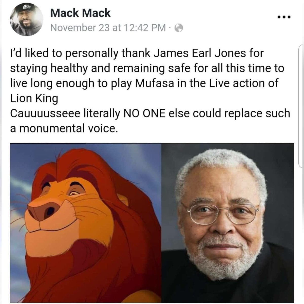 QuotableDisney0's tweet photo. YES TRUTH. @jamesearljones THANK YOU 👏🏻🙌🏻 https://t.co/DVlsgID9Lc