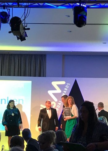 TannersLaw's tweet photo. We are delighted to tell you that Alice Fitzgerald won the award for junior lawyer of the year at the GWILS Legal excellence awards on Thursday. Here is Alice collecting her award and former Bath rugby player Matt Perry who was also in attendance! @GWLawSociety https://t.co/wKeI8kTF6B