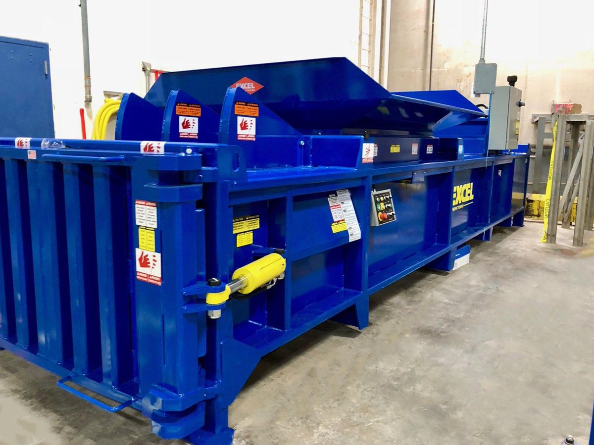 excelmfg's tweet photo. Looking for the largest feed opening in a single-ram baler? Look no further than our EX63 Wide Mouth baler with its massive 54"x70" feed opening and 27 second cycle time. #excelmfg #recyclingequipment #baler #recyclingbaler #tworambaler #recycling #excelbaler #excel #equipment https://t.co/wid88VfjIW