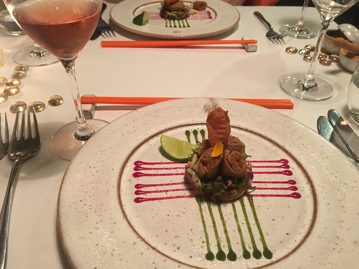 AlysaMarieWx's tweet photo. An unexpected way to introduce ourselves to the flavors of Cambodia, doing a 8 course wine paired meal. #outofcharacter #livinglarge #random #bignightout #secrettables #embassyrestaurant #cambodia2018 https://t.co/pWr8j812Em