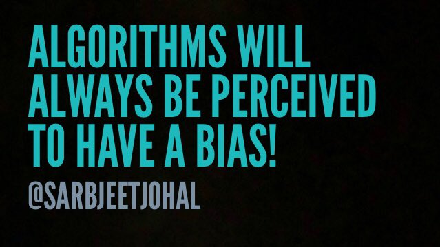 sarbjeetjohal's tweet photo. @afigueiredo Without bias, there is no fork, without fork, there is no decision... hence ... the crowd is right! #SystemsPhilosophy #AlgorithmsBias #AIbias #reinvent @AWSreInvent @TechCrunch @emilychangtv @BBCTech @technology @JoannMoretti @BigDataCXO @emilychangtv https://t.co/ilhpLP79X3