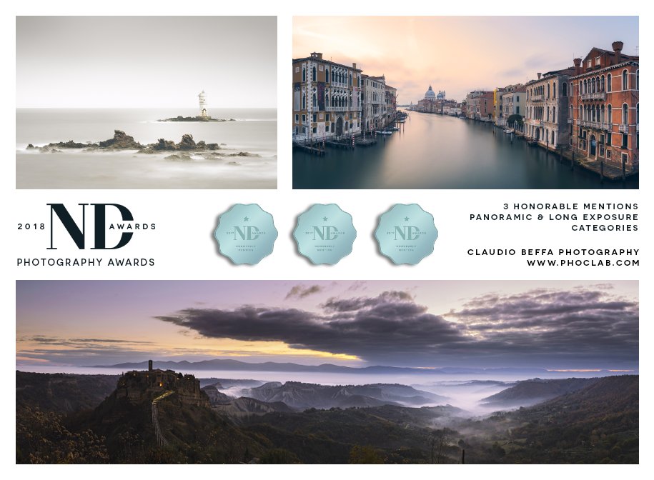 I'm thrilled to announce that 3 of my works have been awarded again with Honorable Mentions at the #NDAwards 2018, in the #LongExposure and #Panorama categories, hurra! Congrats to all the participants ;-)
<a href="/nd_magazine/">NDMagazineNET</a> #photography #Contest #award #Italy #fineartphotography