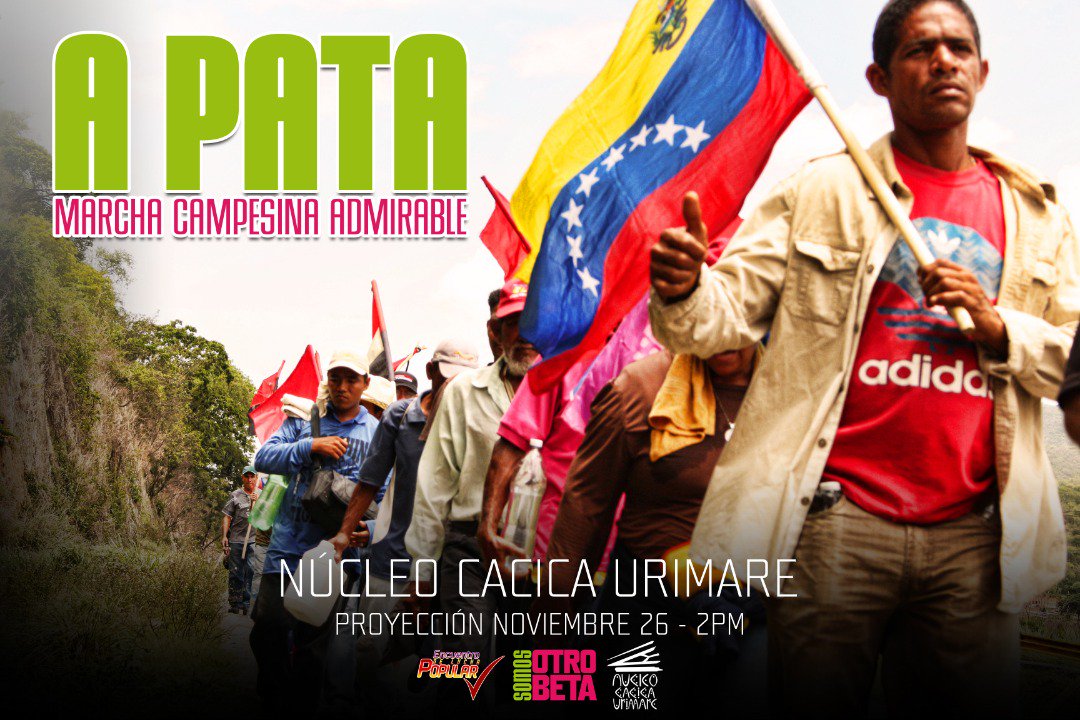 ¡Feliz comienzo de semana! Nos vemos hoy en el Núcleo Cacica Urimare @SomosOtroBeta a partir de las 2pm, donde estaremos acompañando el estreno del documental 'A Pata #MarchaCampesinaAdmirable  si no sabes cómo llegar escríbeme al privado. #YoCreoEnVenezuela