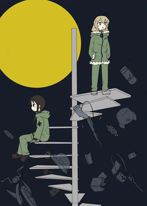 54日目。作業途中。「構図が決まらないんだなぁ。」みつを。#ゼロから始める1日1絵 