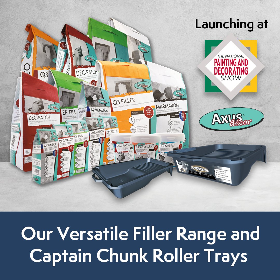 AxusDecor's tweet photo. Just a small selection of the many products that we will be launching at tomorrow’s P&D Show! #axusdecor #designedbydecorators #PDShow2018 #product #launch #stand27 #captainchunk #rollertrays #fillers #versatile #innovation #painting #decorating https://t.co/edRIiOzl45