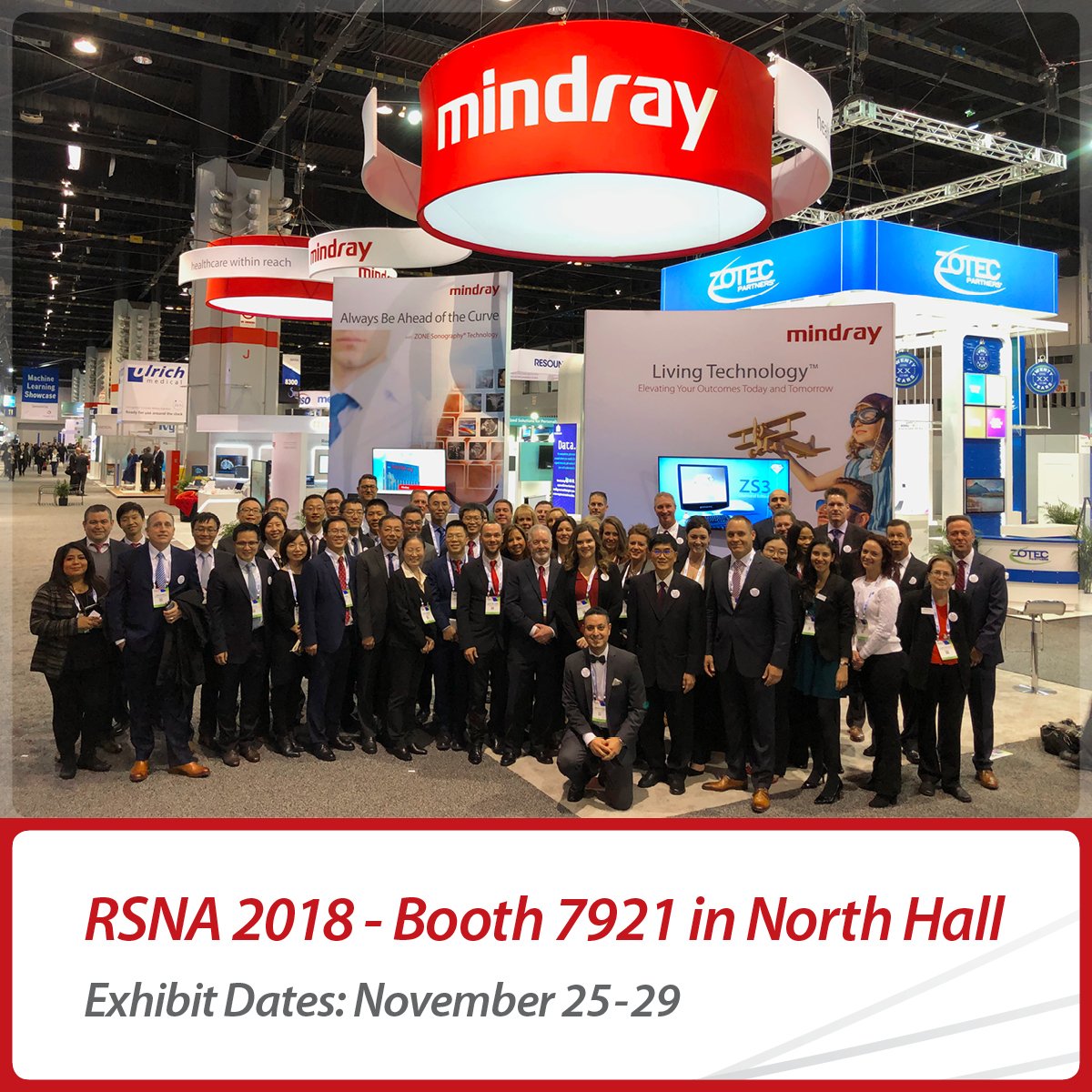 Mindray_NA's tweet photo. We’ve got our A-Team here ready to kick off day 2 of #RSNA18 in Chicago! Find us at booth 7921 in North Hall, November 25-29th and learn about elevating your outcomes with our new ultrasound system gem upgrades. #Mindray #MindrayNA https://t.co/96jgeDO7wN