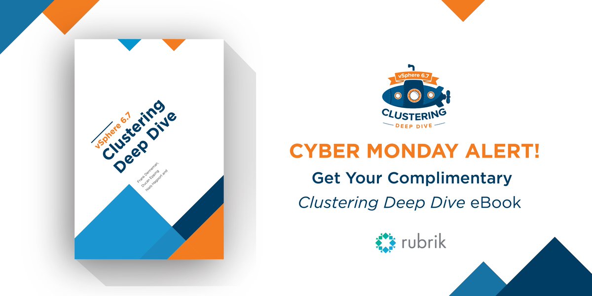 rubrikInc's tweet image. Are you an aspiring VCDX? Want to learn how to create winning cloud infrastructure with vSphere? Read #ClusteringDeepDive, the newest guide from @DuncanYB @FrankDenneman @NHagoort. Get your FREE copy here: bit.ly/2zrzfgp #CyberMonday