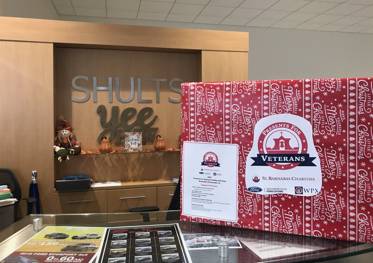 ShultsFord's tweet photo. Remember the importance of giving back to those who selflessly served our country this holiday season by helping us & our friends at @OurFordStore collect presents for veterans! We suggest house slippers, sweatshirts/pants & large print crossword puzzles!
@richardbazzy1 https://t.co/Esd1pgsswK