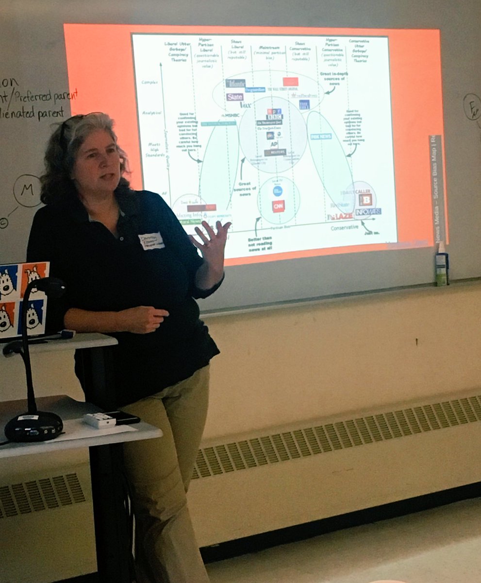 MrLaBroad's tweet photo. #hayneselementaryschool Librarian Dorothy Kramer talks “Fact or Fake News” and the impacts and opportunities of 21st century learning with Sudbury educators at #SPSTeachandLearn PD. https://t.co/cLiQI74wHt