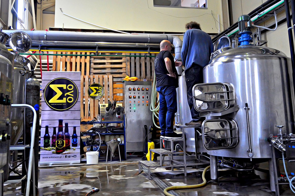 solo_craft_beer's tweet photo. Special guests in our brewery ! Last week, we welcomed Vasilis Segos, founder of the acknowledged Greek #Darkcrops microbrewery, in our facilities in Crete ! Its always a pleasure to interact and share moments with people who share the same passion about craft beer ! https://t.co/1SWel88sWu