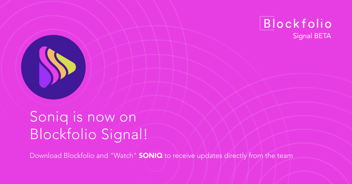 soniqproject's tweet photo. Proud to announce Soniq Project team arriving on Blockfolio Signal!
@blockfolio 
#soniqproject #blockfolio #blockchain #crypto $soniq https://t.co/lEhyrq6jo5
