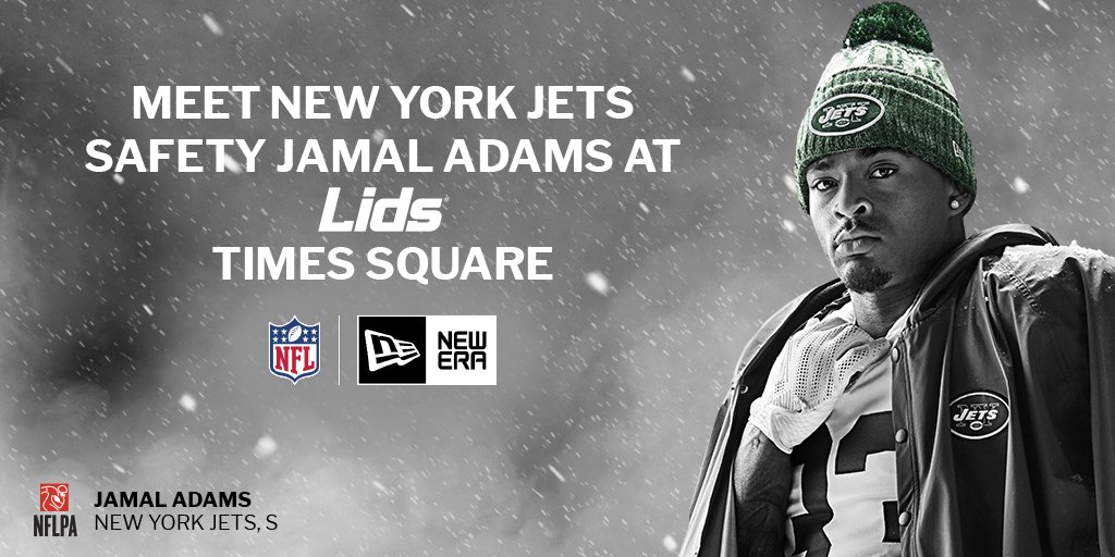 lids's tweet photo. Come kick it with @TheAdamsEra at our Times Square location TOMORROW starting at 5:45 p.m. You can receive priority in line and a free #embroidigraph if you pick up a @NewEraCap NFL Sideline cap. https://t.co/Hj3Aov6dZ9