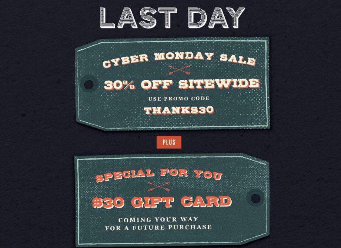 We’re ringing in Cyber Monday with a $30 Grayers Gift Card for you. Today is the last day of our 30% off sitewide sale. Use promo code THANKS30. #rewritingtheclassics #grayers