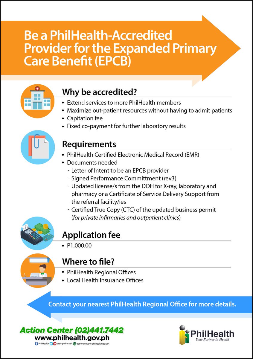 PIADesk's tweet photo. Maging PhilHealth Accredited Provider na para sa Expanded Primary Care Benefit o #EPCB
#MyPhilHealth | via @TeamPhilHealth https://t.co/mVwhjeX3iB