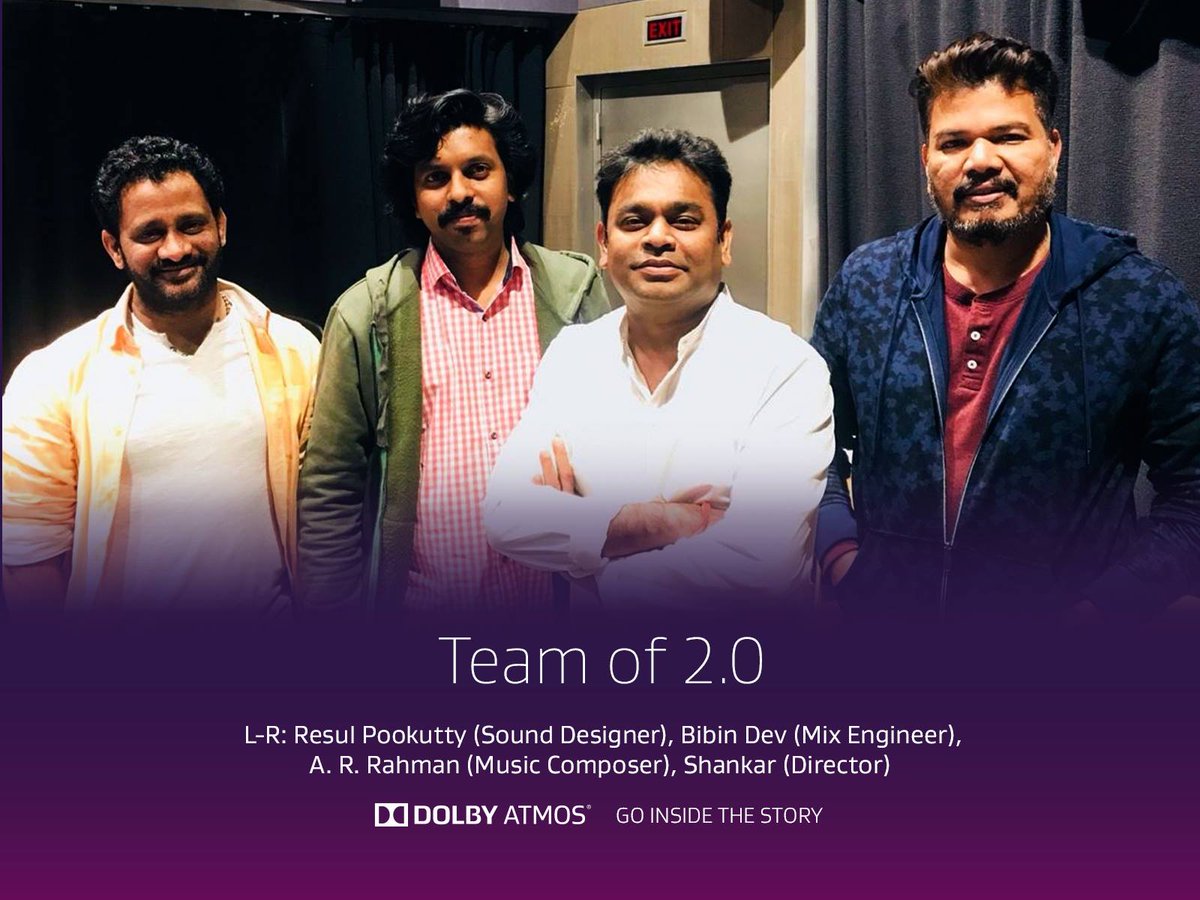 BreakingViews4u's tweet photo. #dolbyatmos #Dolby Team of #2Point0
@arrahman @resulp @shankarshanmugh #BibinDev
@DolbyIn @Dolby @DolbyCinema @2Point0movie @LycaProductions https://t.co/NAjX24sbIp