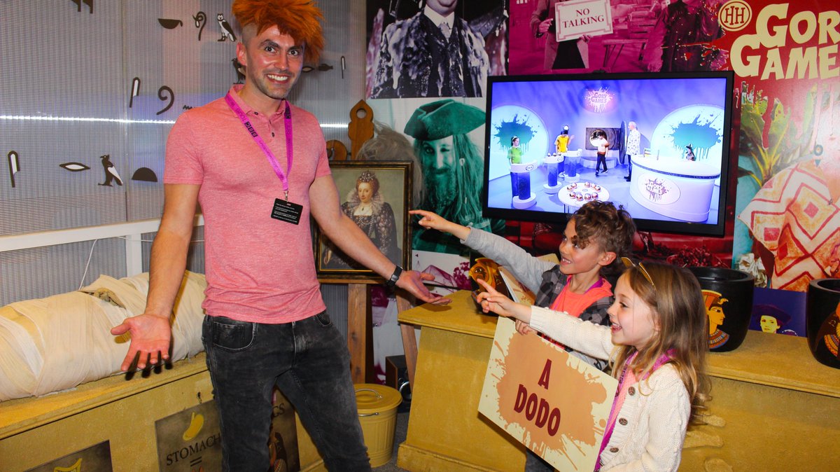 bbcshowstours's tweet photo. Last week we had this very special guest in the house #simonlogan show @bbcnewcastle  I'm sure Terry Derry was happy to see that fans of his Horrible Histories legacy can play some @CBBC Gory Games on a BBC Childrens Tour at #Newcastle @HH_World #HorribleHistoriesGoryGames https://t.co/0eJ5I9pLWl