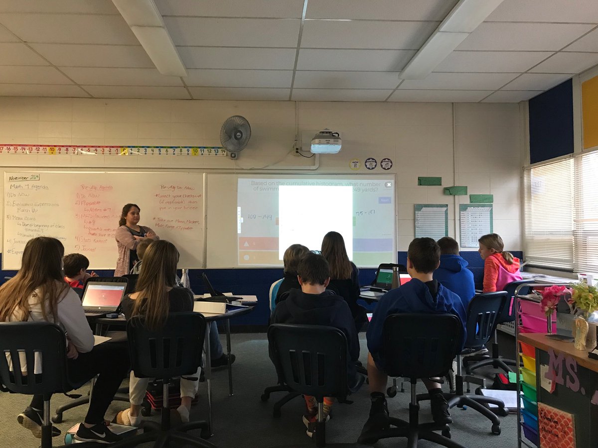 mrsdboyer's tweet photo. @MsStranz hit it out of the park with engagement, higher level thinking and class discussion of cumulative histograms using @kahoot #byrampride #studentleddiscussions #math https://t.co/T2BIt4nACE