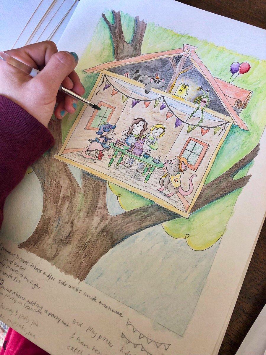 elisempuckett's tweet photo. Here it is! A SNEAK PEEK of a scene from book #2! I hope you love it as much as we do. ๐๐๐จโ
#ScoutAndKit #SneakPeek #Treehouse #ChildrensBooks #WaterColor https://t.co/BQAet6dl5H