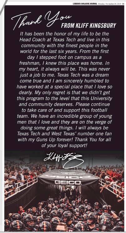 jkinthe210's tweet photo. @TTUKingsbury showing class through it all. @MikeTaylorShow https://t.co/2vDhGmJOI5