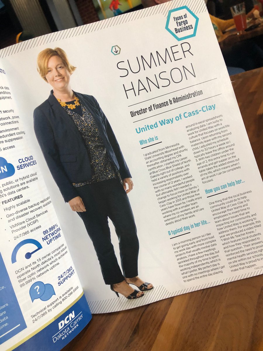 UnitedWayFargo's tweet photo. Check out this great feature about our AMAZING Director of Finance &amp; Administration, Summer Hanson, in @FargoINCMag! Summer is an excel and analytical wizard! We are so lucky to have her on our United Way Team! We appreciate all that you do! https://t.co/Ux7k3lRw4L https://t.co/21CBP3ySqe
