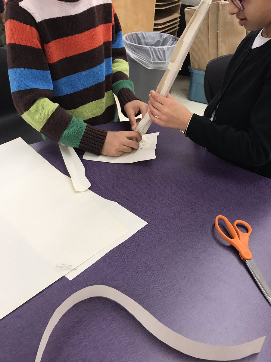 LarkspurLibLC's tweet photo. Two pieces of paper, 4 paper clips, 1 metre of tape... a few interesting designs are emerging to create the tallest free standing tower in Ms. Li’s class. #LarkspurGeniusCart #larkspurmakes @LarkspurPS #designthinking #designinquiry https://t.co/5BzCwPTdm7