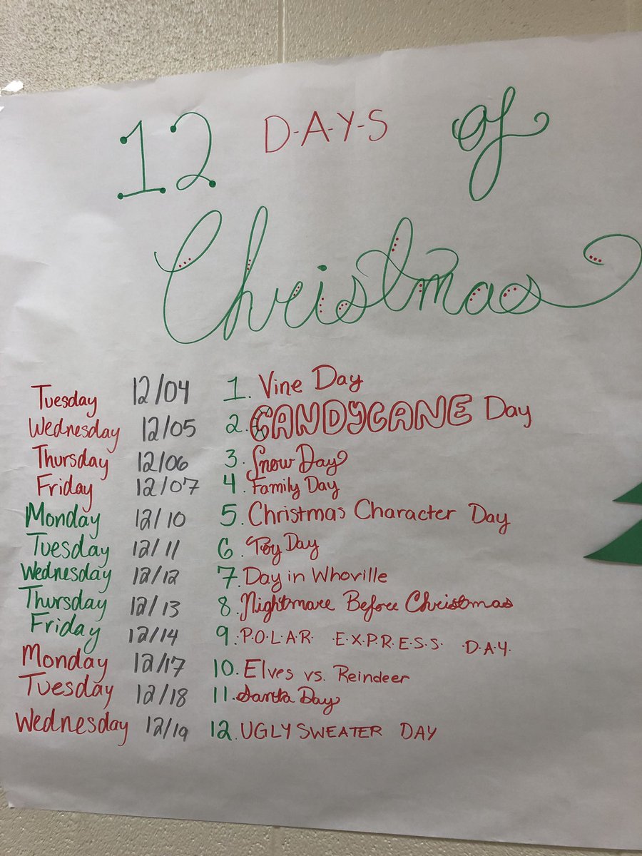 madsouthpep's tweet photo. ATTENTION MAD SOUTH STUDENTS: we are now doing a 12 days of Christmas where you dress up on the day of the week. Everyone participate and have fun with it! ☃️ https://t.co/2SVnO7fWMc
