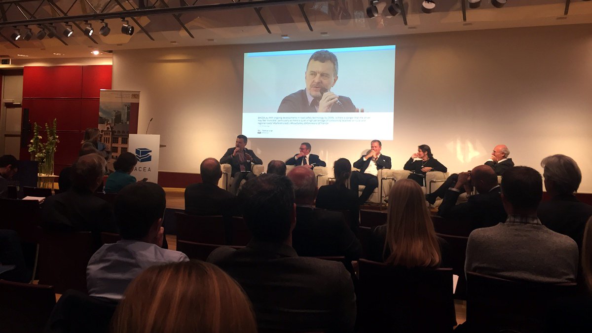 ACEA_auto's tweet photo. Harmonisation needed: "#AutomatedDriving technology really costs a lot of money, if we have different directions in the USA, Asia and Europe ... we will not be able to manage this," underlines Klaus Kompass, Vice President #VehicleSafety at @BMWGroup | #SafeVehiclesEU https://t.co/I5JXGyru3Z