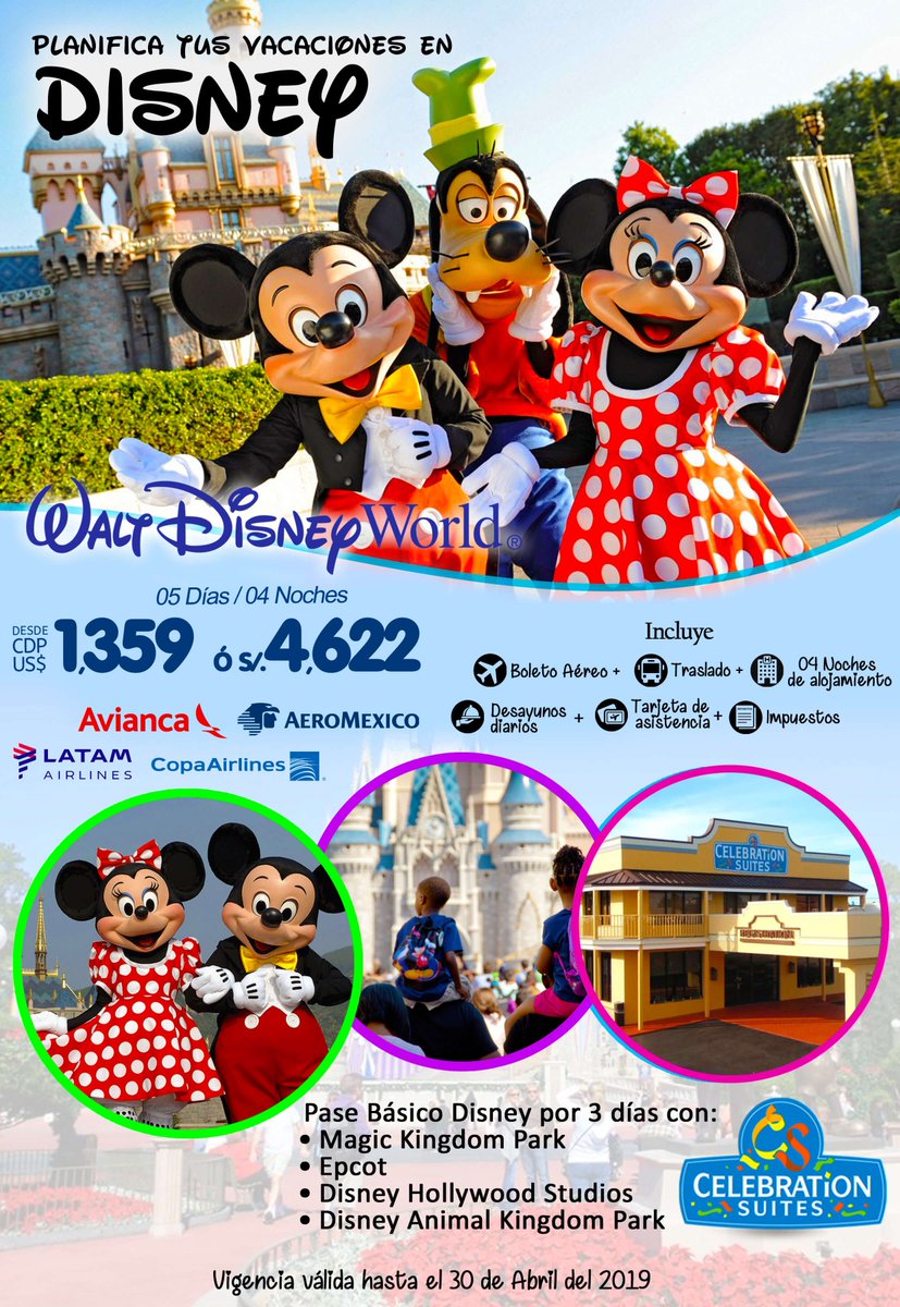 TravelSafePeru's tweet photo. WALT DISNEY WORLD
5 DÍAS /4 NOCHES
Válido para peruanos
Escríbenos a 👇
📩Informes: reservas@travelsafe-peru.com
☎Central: 492-0058 / 📲 WhatsApp:+ 51 1 977160952
O visita nuestra página web👇
💻Web: https://t.co/iNGQmH1DOg
#WaltDisneyWorld #USA #TravelSafePerú #TSP #ViajaconTSP https://t.co/jim8ZeUUWN
