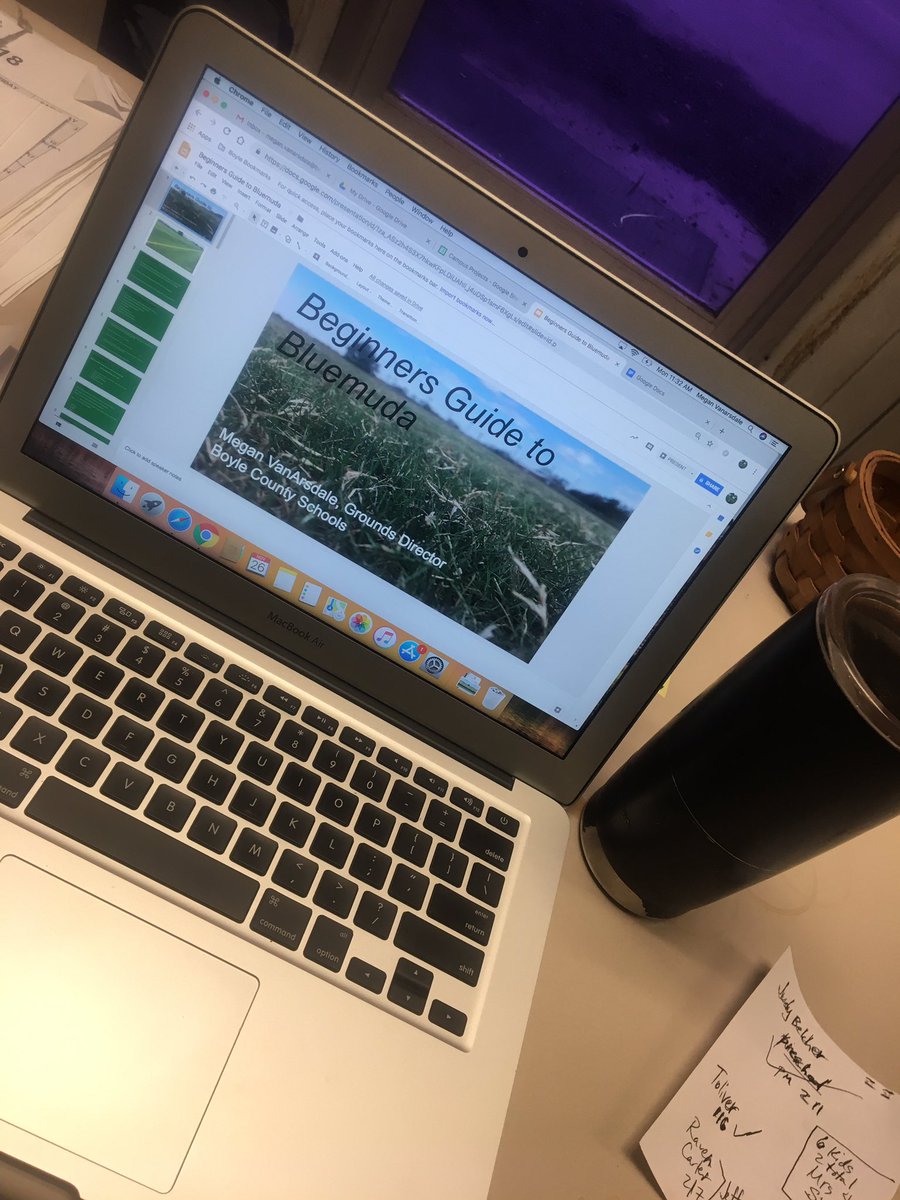 MegEVanArsdale's tweet photo. Finishing up my presentation for @OhioTurfgrass this week! 🤓🤓 Looking forward to the conference next week #bluemuda #turfgrass #sportsturf #grassnerds https://t.co/bZu7oi6xn8