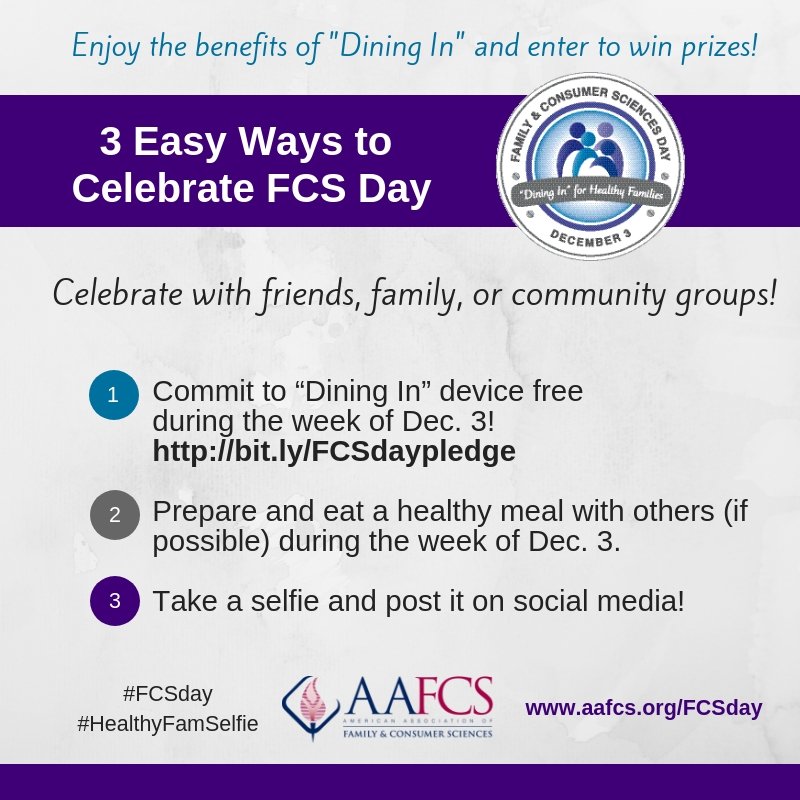 We are just one week away from #FCSDay! Commit to "Dine In" device-free on or during the week of Dec. 3! Learn more at bit.ly/2By5yM7.