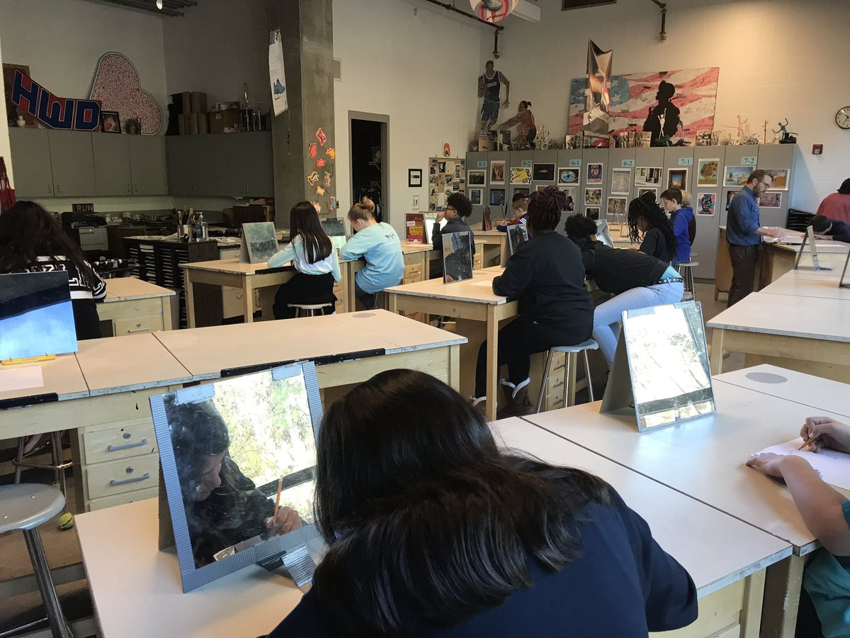 Back to work...self-portraits in 6th grade Art #hwdms