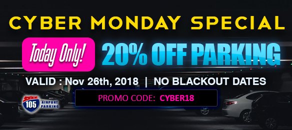 SPPlusSoCal's tweet image. 💥Today Only💥 
20% OFF PARKING #LAX #LAXparking #CyberMonday #CyberMondaySale bit.ly/CyberMon_105PA…