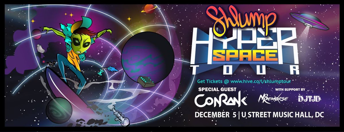 badassraves's tweet photo. We are excited to be back at @uhalldc for @shlumpbass + @Conrank next Wednesday! 👽 Kick off December with a proper night of bass. 

Tix:  https://t.co/HwGiPc1il0 https://t.co/FVuxOb6X7V