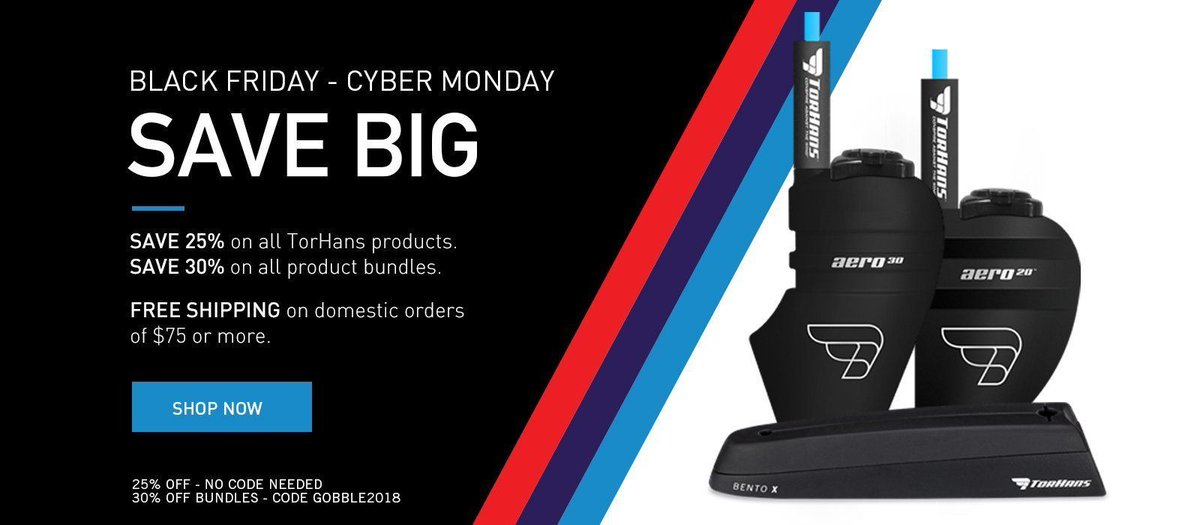Cyber Monday Sale starts now. Pick up any and all TorHans products at big savings. Everything is on sale for 25% off. Plus Free Shipping on domestic orders over $75. Also, save 30% on product bundles by using coupon code GOBBLE2018 at checkout. buff.ly/2K3On85