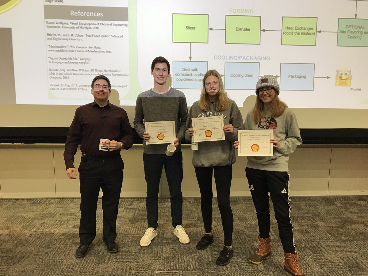 BryanRGoldsmith's tweet photo. Congrats to the first, second, and third place poster prize winners in our Mass and Energy Balances course (ChE 230). #UMengineering https://t.co/l97fCKX2Dk