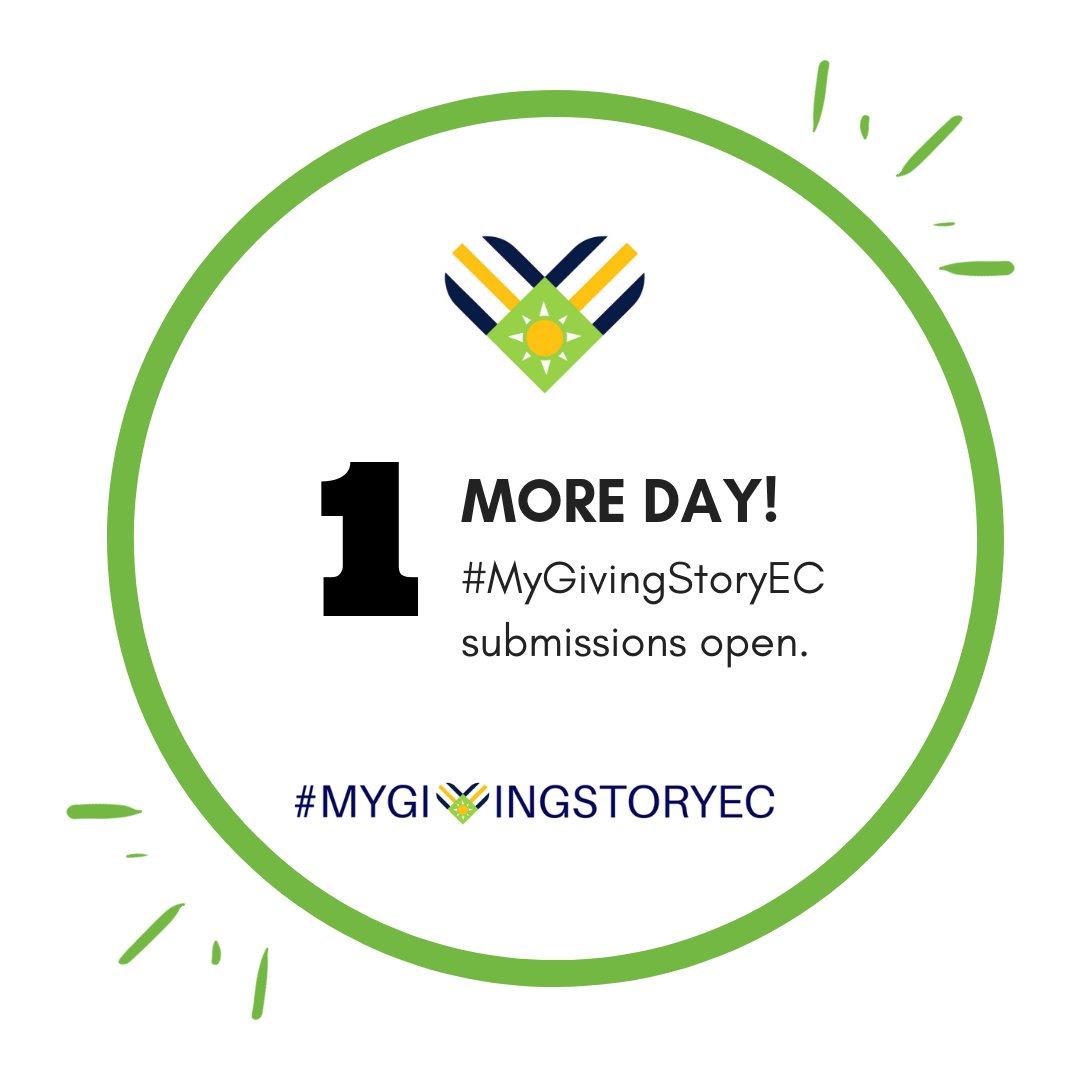 Just one more day until the launch of #MyGivingStoryEC! Entries will be accepted from 12AM November 27, 2018.
#mygivingstory #storytelling #giveback #payitforward #howwillyougive #generosity #philanthropy #socialimpact #bethechange #havefun #dogood #belegendary