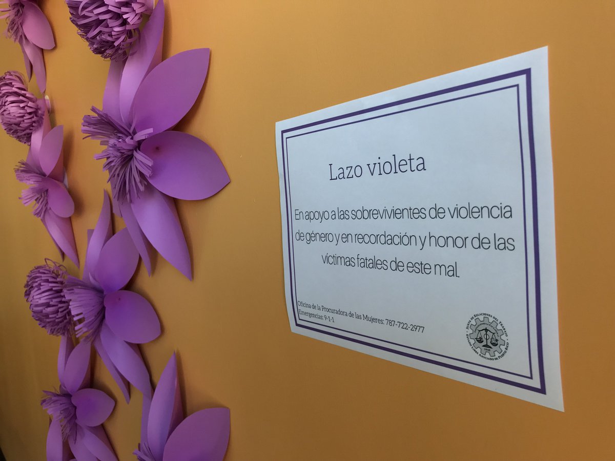 JuntaRelTrabajo's tweet photo. Compartimos con ustedes nuestro lazo violeta, como parte de la iniciativa "Violeta Contra Violencia", de la @OPMpr. En la agencia tuvimos un momento donde compartimos nuestras experiencias y opiniones. La violencia de género tiene que terminar ¡ya! Ni una más, ni una menos. https://t.co/dqXhW09zTJ