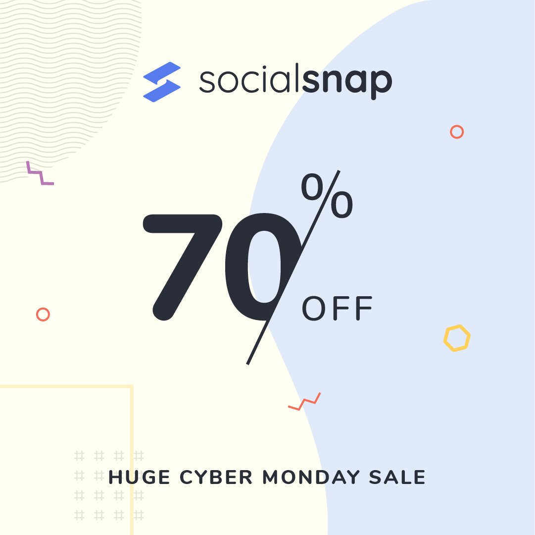 socialsnaphq's tweet photo. Huge Cyber Monday Sale! ➖ Get 70% off Social Snap!
https://t.co/JGW4WXI0JX https://t.co/7cCnZATGUY