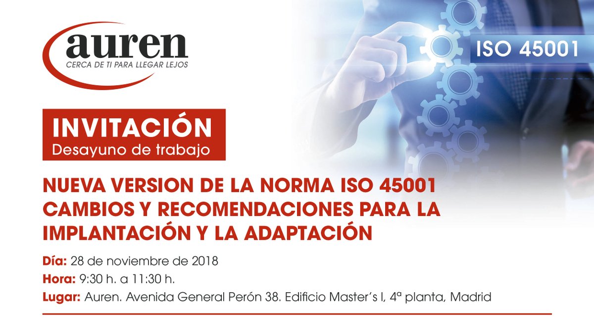 COIIM's tweet photo. .@Auren_Spain organiza la jornada "Nueva versión de la norma ISO 45001” en la que se explicarán los cambios  y se detallarán recomendaciones para la implantación y adaptación.
📅 28 noviembre 🏢 Sede Auren
🌐 https://t.co/xTFDqgQOJ7 https://t.co/mmGYxrfuAk