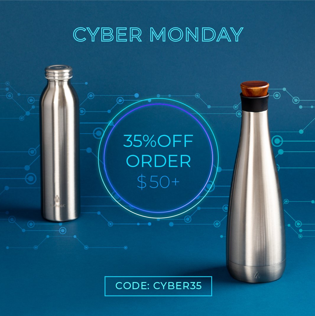 Who is excited for our biggest sale of the year?!? Shop our #CyberMonday sale with code: CYBER35 to get an extra 35% off all orders $50+

#MannaHydration #DitchDisposables #SubtlySustainable